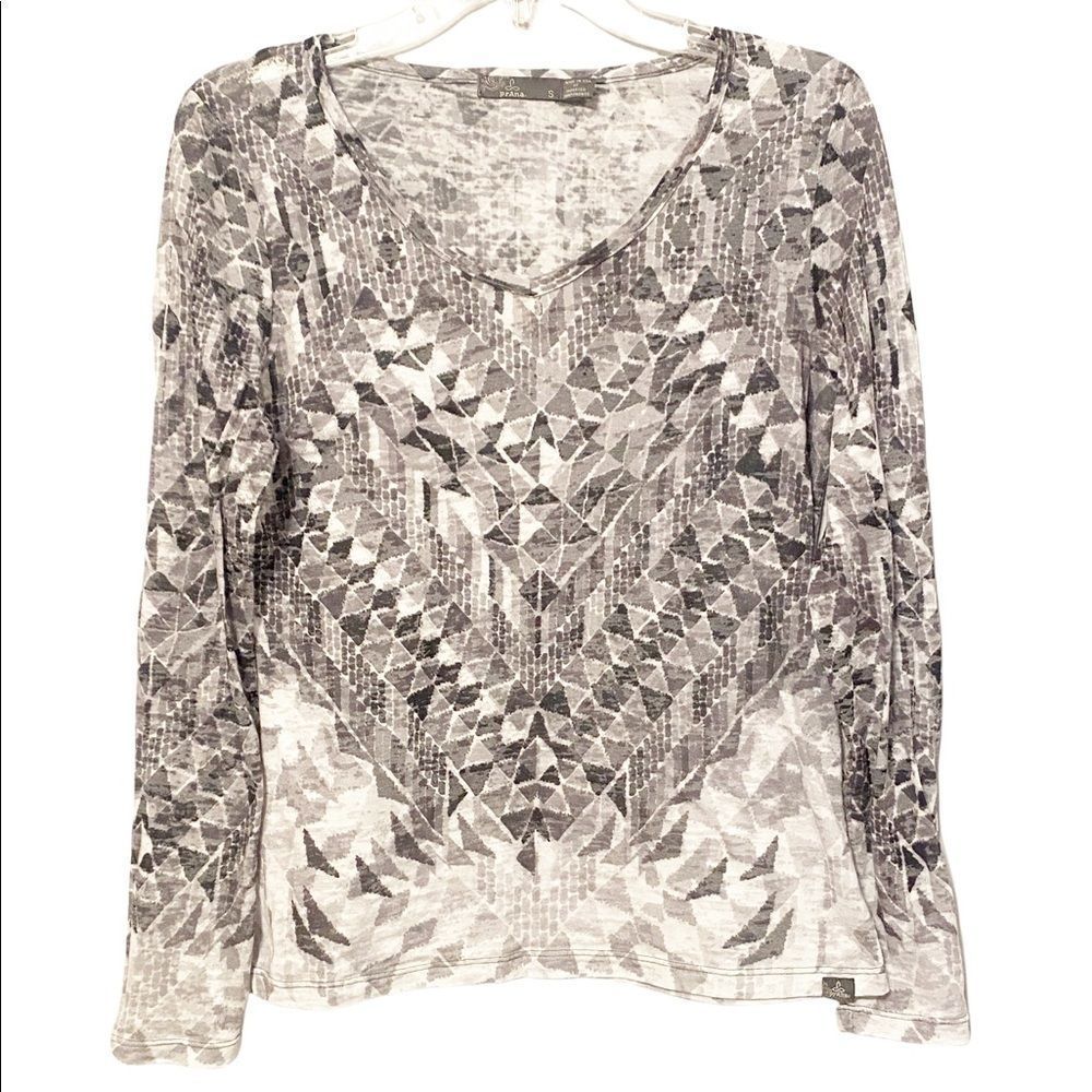 prAna Geometric Print Shirt | Long Sleeve size S